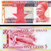 *5 Cedis Ghana 1980-82, P19 UNC - Kliknutím na obrázok zatvorte -